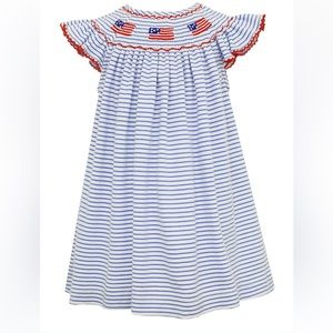 Petit Bebe American Flag Smocked Knit Dress